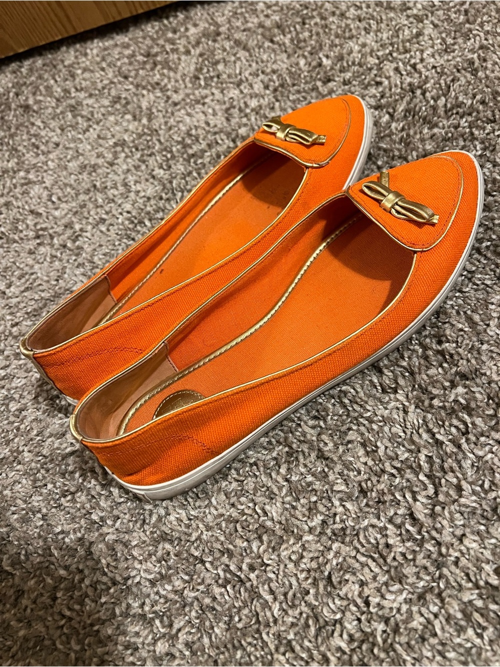 Tory Burch Orange Dakota Canvas Flat Size 7 Women’s